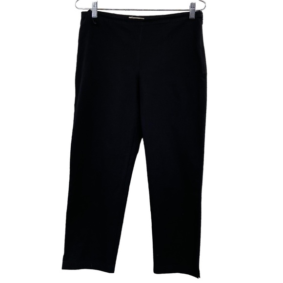 Eileen Fisher Petite‎ Pull On Cropped Pants Organic Cotton Black - Picture 1 of 9